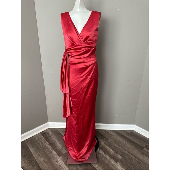 NWT Talbot Runhof Satin Side-Tie V-Neck Gown Size 6 $1995 - Picture 6 of 11